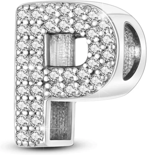 Miniatura 72 de PARCOM Dijes de letras compatibles con pulseras Pandora de plata esterlina S925 con iniciales para pulseras del alfabeto A-Z, cuentas de letras