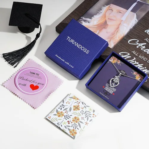 Miniatura 6 de Regalos de graduación de promoción 2021 collar con inicial, chapado en oro blanco de 14 quilates con dije de corazón de circonita cúbica regalos