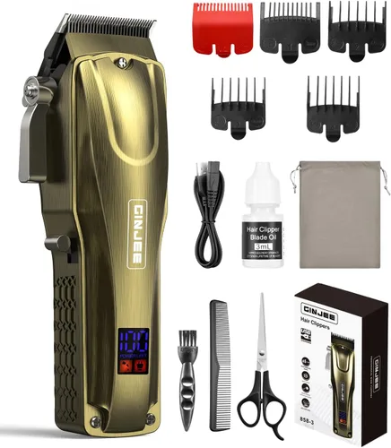 Cortapelos para hombres, cortadora de pelo inalámbrica y con cable con 5 horas de funcionamiento, motor giratorio de 7000 RPM y pantalla LED, kit de
