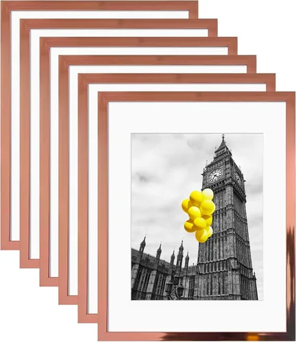 Miniatura 26 de Juego de 6 portarretratos de 5 x 7, para galería de fotos de 4 x 6 pulgadas con paspartú o de 5 x 7 pulgadas sin paspartú, marcos de fotos para Negro