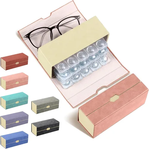 Miniatura 11 de Flutesan Estuche diario para lentes de contacto y organizador de anteojos, 2 en 1, de doble cara, portátil, para viajes, uso diario, almacenamiento