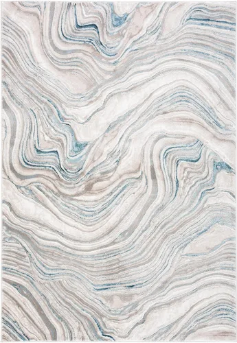 Miniatura 30 de SAFAVIEH Meadow Collection - Alfombra para pasillo, 2 x 7 pies, azul y gris, diseño abstracto moderno, no desprende pelusa y de fácil cuidado, ideal