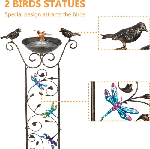 Miniatura 3 de LEWIS&WAYNE Enrejado de Jardín para Aves al Aire Libre, 40 Pulgadas de Hierro Antiguo, Enrejado Decorativo para Plantas de Jardín con Libélula