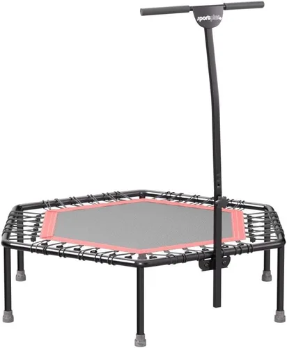 Miniatura 3 de SportPlus + Trampolín interior, azul/verde/rojo, trampolín de fitness para el hogar con barra ajustable de altura