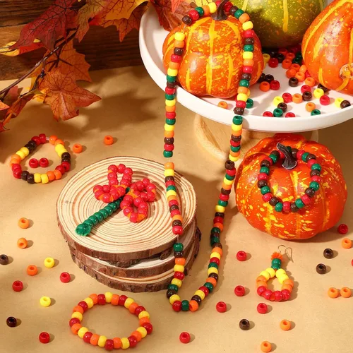 Miniatura 4 de UPINS 1200 cuentas de pony de otoño, cuentas de pony de Acción de Gracias para cabello, Acción de Gracias, suministros de decoración de fiesta