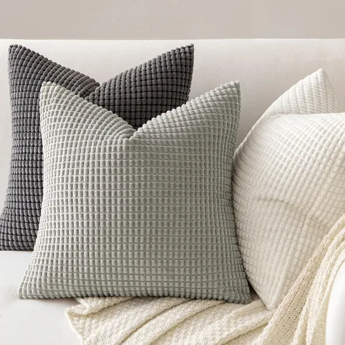 Miniatura 6 de MIULEE - Fundas de almohada decorativa Funda de cojín suave y sólida para sofá cama Dormitorio., Terciopelo, gris, 18"x18