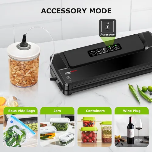 Miniatura 6 de Bonsenkitchen Máquina selladora al vacío Sellador de alimentos compacto para almacenamiento de cocina y preparación de comidas Múltiples modos