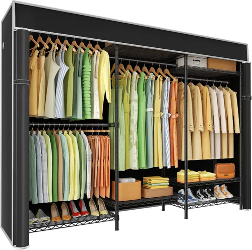 Ulif E13C Sistema Organizador de Armario de Servicio Pesado, Estantes de Ropa Independientes para Colgar Ropa, Perchero Ajustable de 63" An x 16" Pr