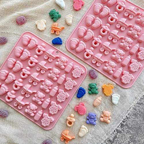 Miniatura 4 de Molde de chocolate para baby shower, molde de silicona para chupete de bebé, paquete de 2 moldes para pies de bebé, moldes para cunas de biberón