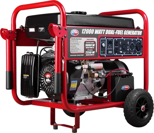 Miniatura 11 de All Power America - Generador de combustible doble de 10000 W, con arranque eléctrico, portátil, APGG10000GL 10000W, gas/propano, color rojo/negro