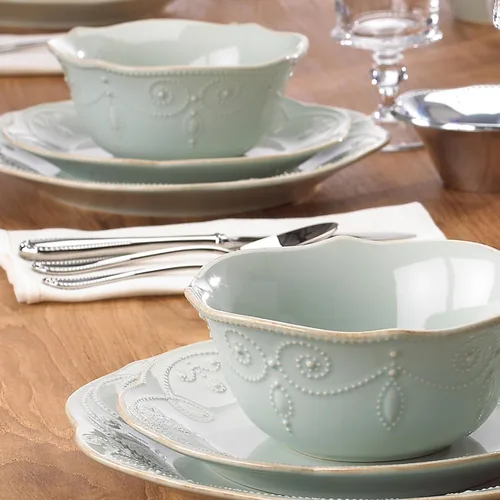 Miniatura 4 de Lenox French Perle - Juego de 4 lugares, azul hielo, 12 onzas