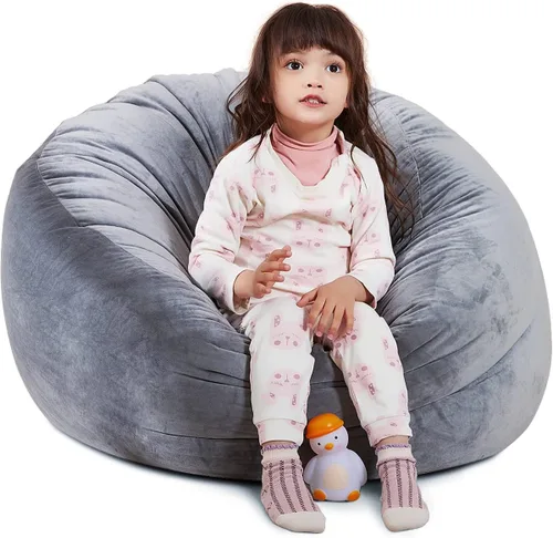 Funda para silla puf, almacenamiento de animales de peluche, organizador de juguetes de felpa, funda para sillas de puf para niños, adolescentes y