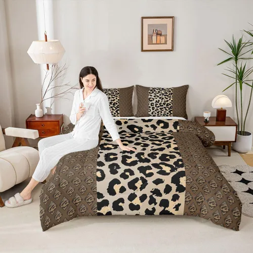 Miniatura 2 de Erosebridal Juego de edredón con estampado de leopardo, juego de ropa de cama con estampado de guepardo, juego de ropa de cama y colecciones
