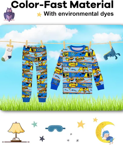 Miniatura 7 de KOBERO Boys Pajamas 4 Pieces Long Set 100% Cotton Sleepwear Size 18 Months-12 Years
