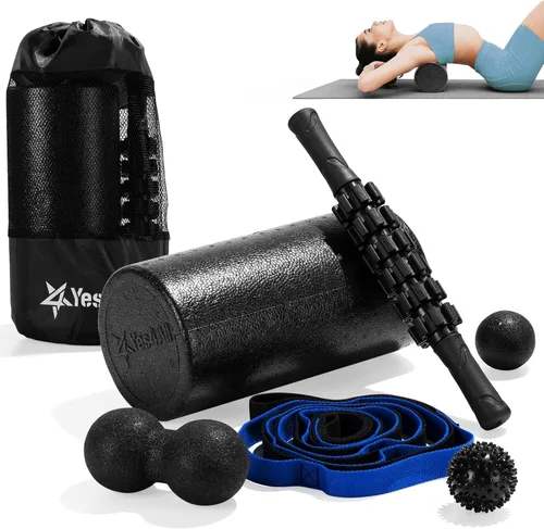 Yes4All Rodillo de espuma EPP de alta densidad con respaldo redondo, rodillo de espuma de ejercicio para yoga, pilates y estiramientos, 12, 18, 24,