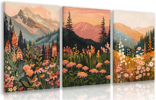Miniatura 12 de Cyebmo Juego de 3 pinturas enmarcadas de animales del bosque, decoración de pared de animales salvajes del bosque, decoración de pared, pintura