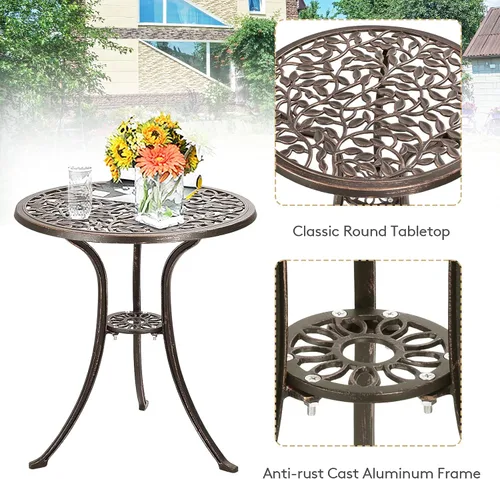 Miniatura 2 de RELAX4LIFE Juego de 3 piezas de bistró para exteriores, juego de mesa de bistró de aluminio fundido para todo tipo de clima con elegante