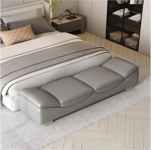 Miniatura 2 de LSLYTQ - Banco de dormitorio para el extremo de la cama, banco de entrada interior con patas de metal, banco otomano acolchado para sala de estar