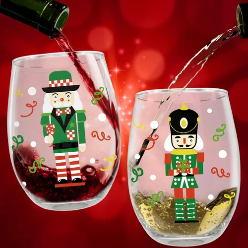 Miniatura 2 de BANBERRY DESIGNS Cascanueces - Decoración navideña - Copas de vino sin tallo - Juego de 8 - Diseño de soldado de juguete navideño - Capacidad de 20