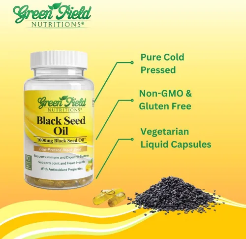 Miniatura 4 de Greenfield Nutritions - Aceite de semilla negra halal (Nigella Sativa), apoya el sistema inmunológico, el sistema digestivo y la salud