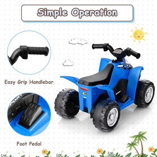 Miniatura 4 de OLAKIDS Cuatrimoto para niños, vehículo eléctrico de 6 V para niños pequeños, coche de juguete motorizado de 4 ruedas con batería para niños y niñas
