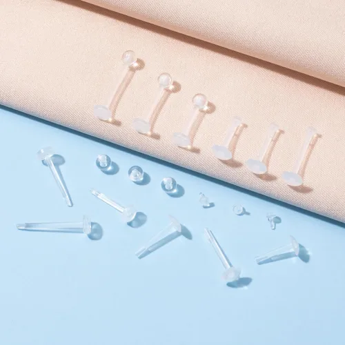 Miniatura 4 de SmallCat Retenedor de piercing transparente para mujeres y hombres, retenedor de anillos de labios de plástico transparente, retenedores de nariz