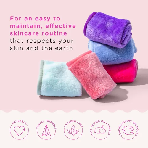 Miniatura 7 de ERASE YOUR FACE Paños removedores de maquillaje, toallas faciales de microfibra reutilizables para limpiar y quitar el maquillaje, activadas por