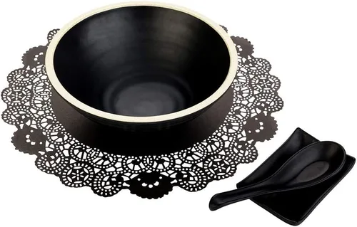 Miniatura 19 de Restaurantware Pastry Tek Blondas de Encaje de 4 x 4 Pulgadas 100 Vajilla Decorativa - Blondas de Mesa Desechables Redondas de Papel Negro