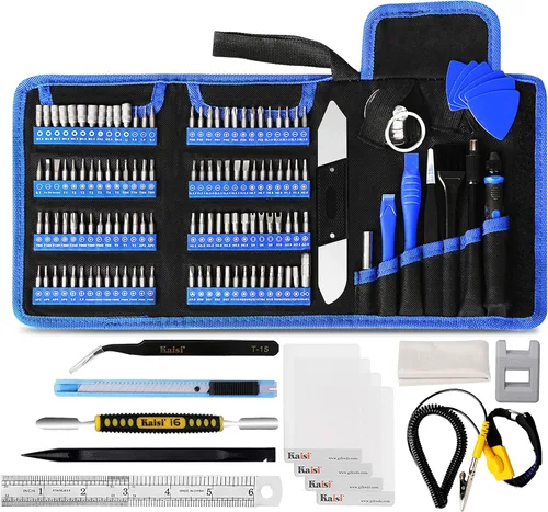 Kaisi Kit de herramientas de reparación electrónica 136 en 1, juego de destornilladores de precisión profesional, kit de unidad magnética con bolsa