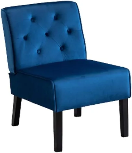 Miniatura 3 de Container Furniture Direct Reese - Silla moderna de mediados de siglo para sala de estar, sin brazos, con botones y patas de madera maciza, 2 Azul
