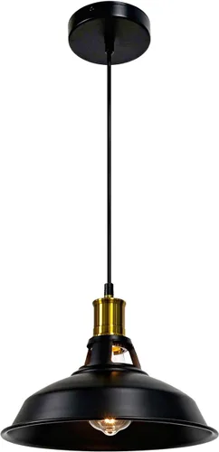 Paquete de 1 lámpara colgante, lámpara colgante industrial con pantalla de metal, iluminación colgante de granja para isla de cocina, pasillo,