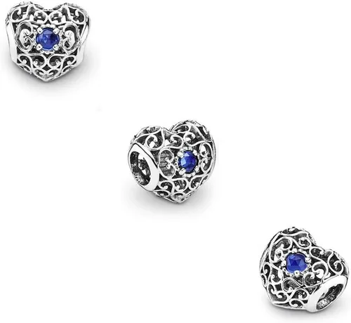 Miniatura 2 de MiniJewelry - Abalorio de plata de ley con forma de corazón para pulseras, diseño de corazón con texto en inglés