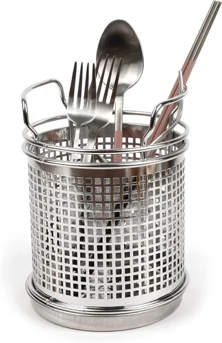 Miniatura 6 de LENITH Soporte redondo para utensilios de cocina de acero inoxidable – Base pesada para estabilidad – Utensilios de cocina con divisor extraíble