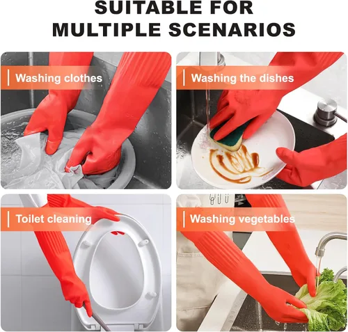 Miniatura 6 de Guantes de goma North Tower para limpieza de cocina para lavar platos, guantes resistentes al calor para lavar platos, 18 pulgadas, 2 pares pequeños