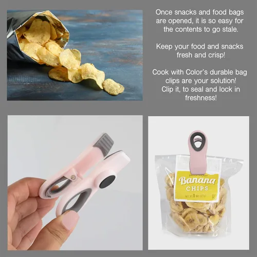 Miniatura 4 de COOK WITH COLOR Clips para bolsas de chips con imán para almacenamiento de alimentos con agarre hermético para bolsas de pan, bolsas de aperitivos
