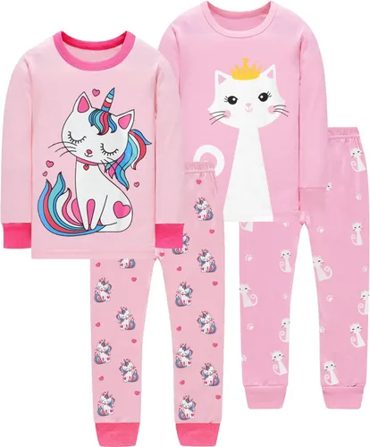 Little Hand Pijamas de manga larga para niños y niñas, pijamas de unicornio, pijamas de dinosaurio, lindos pijamas de gato para ropa de niños de 2 a