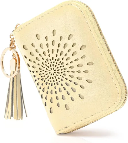 Miniatura 17 de APHISON RFID - Porta tarjeta de crédito con llavero, cartera pequeña con cremallera para mujer, Moderno