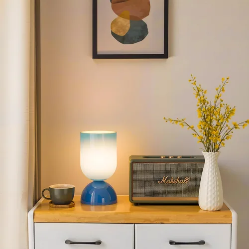 Miniatura 8 de Lámpara de mesa de cristal moderna de 8.9 pulgadas para sala de estar, lámparas de escritorio regulables para dormitorio, lámpara de mesita de noche