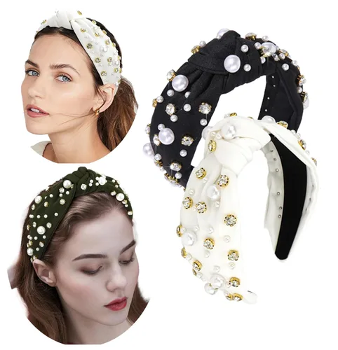 JILIYUPA Diadema de carnaval con diamantes de imitación, turbante anudada en cruz, aro para el pelo, para carnaval, de terciopelo con torsión de