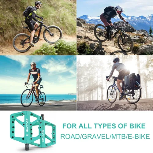 Miniatura 5 de BUCKLOS Pedales de Bicicleta de Montaña MTB Pedales Planos, Bicicleta de Carretera para Adultos Plataforma Grande Pedal Antideslizante de Nylon