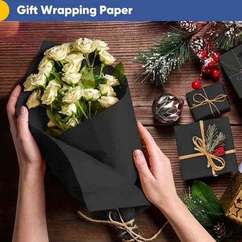 Miniatura 6 de Vanhench Papel de manualidades negro de 15 x 390 pulgadas para envolver o póster, tablero de anuncios, papel de construcción, perfecto