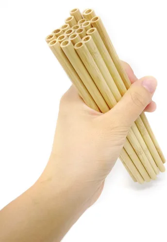 Miniatura 6 de Honbay 20 popotes de bambú reutilizables de madera con 1 cepillo de limpieza para el hogar y al aire libre