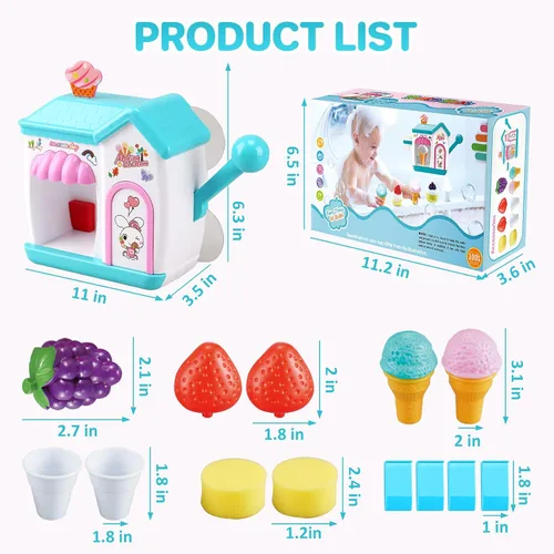 Miniatura 7 de Gretex Juguetes de Baño para Niños Pequeños de 3 4 5 6 7 8 Años Niñas, Juguete de Baño Fabricante de Helado de Burbujas, Juguetes de Ducha, Juguetes