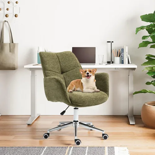 Miniatura 8 de Silla de escritorio para oficina en casa, silla ergonómica giratoria para computadora con ruedas giratorias, altura ajustable, sillón tapizado