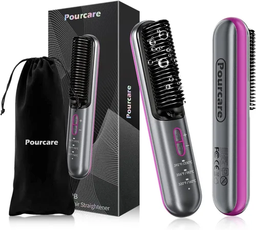 Peine alisador térmico con iones negativos – 3 ajustes de temperatura, peinado rápido y suave para todo tipo de cabello, portátil recargable