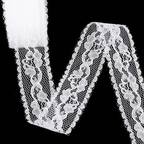 Cinta de encaje blanca para manualidades, bonito ribete de encaje de tela vintage para costura, envoltura de regalos, decoración de novia de boda,