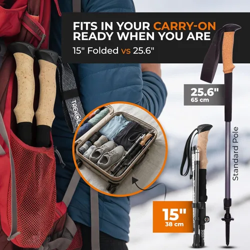 Miniatura 2 de Trekology Trek-Z - Bastones de senderismo y trekking plegables - Soporte de equilibrio para personas mayores, mujeres y hombres, 2 unidades por set