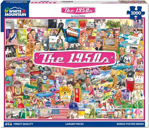 Miniatura 3 de White Mountain Rompecabezas de 1000 piezas de iconos americanos de mediados de siglo con piezas grandes para adultos y familia de 24 x 30 pulgadas