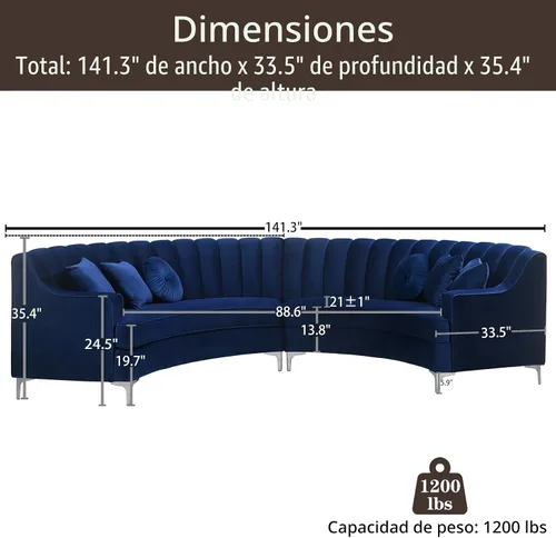 Miniatura 2 de Legend Vansen L - Sofá de terciopelo semicírculo de 141.34 pulgadas, sofá modular curvado de gran tamaño para sala de estar, oficina, apartamento