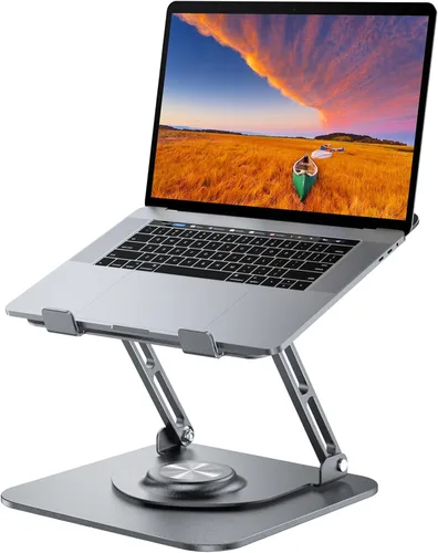 Miniatura 8 de JOYEKY Soporte para computadora portátil para escritorio, soporte de computadora ajustable con base giratoria de 360°, elevador ergonómico